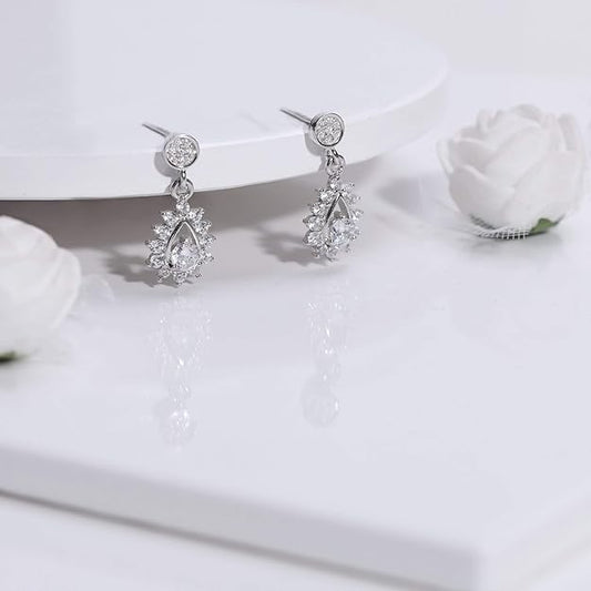 925 Silver Zircon Shimmer Drop Earrings | Gifts for Girlfriend, Gifts for Women and Girls | With Certificate of Authenticity and 925 Stamp