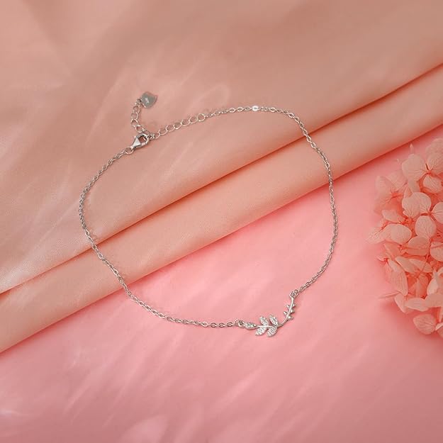 925 Silver Ivy Anklet | Gifts for Women and Girls | With Certificate of Authenticity and 925 Stamp