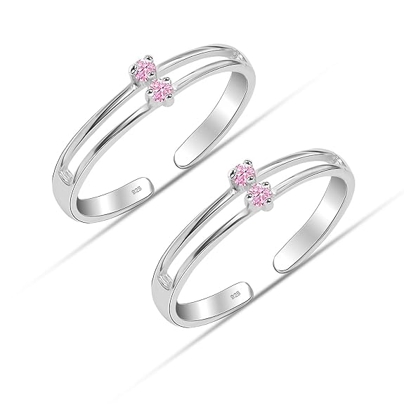 925 Sterling Silver CZ Toe Ring for Women | BIS Hallmarked Traditional Classic Cubic Zirconia Toe Rings | Elegant and Comfortable Toering Jewelry Gift