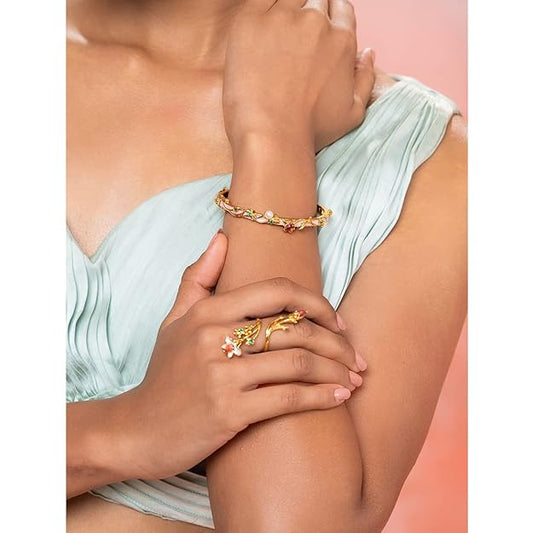 Caratlane Matchmaking Maasi Ring In Gold Plated 925 Silver | Intricate floral and vine pattern