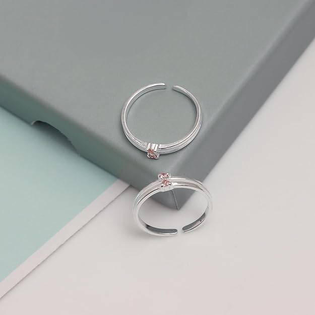 925 Sterling Silver CZ Toe Ring for Women | BIS Hallmarked Traditional Classic Cubic Zirconia Toe Rings | Elegant and Comfortable Toering Jewelry Gift