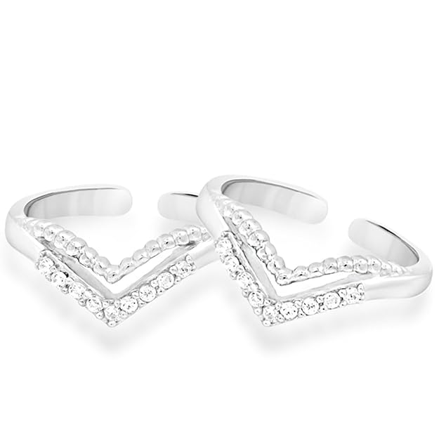 925 Sterling Silver Toe Rings Pair | Size Adjustable | Gift for Women and Girls
