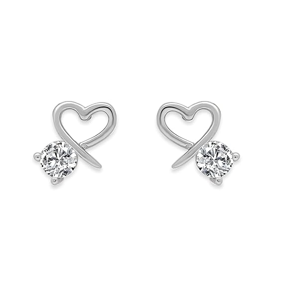 925 Silver Small Heart Drop Earrings Danglers studs | Gifts for Women & Girls