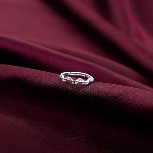 Silver Zircon Vine Shine Ring, Adjustable | Gifts for Women and Girls | With Certificate of Authenticity and 925 Stamp