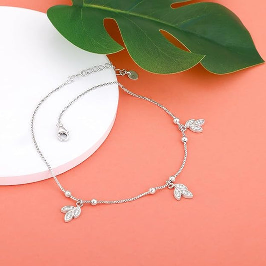 925 Sterling Silver Anklet Payal (Single) | Adjustable Chain | Gift for Women and Girls