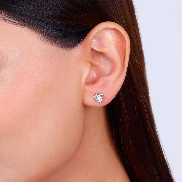 925 Silver Zircon Heart Studs Mini Studs Earrings | Gifts for Women & Girls