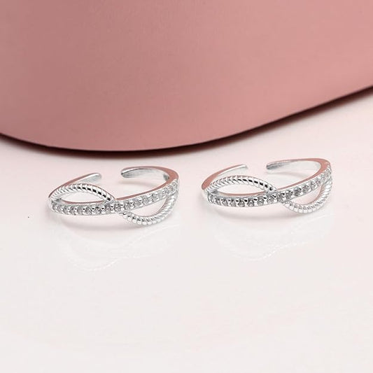 925 Sterling Silver CZ Toe Ring for Women | BIS Hallmarked Traditional Classic Cubic Zirconia Toe Rings | Elegant and Comfortable Toering Jewelry Gift