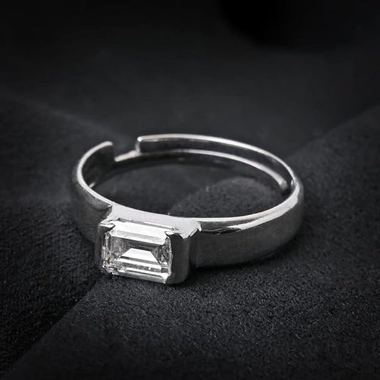 925 Sterling Silver Octagon Band Ring | Size Adjustable | Gift for Men & Boys