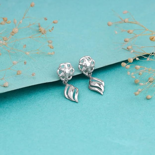 925 Silver Floral Twist Earrings| Drops to Gift Women & Girls | With Certificate of Authenticity and 925 Stamp