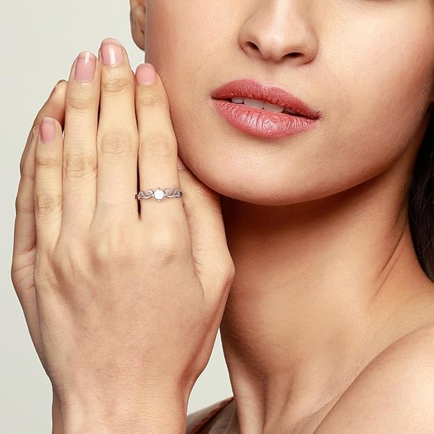 925 Sterling Silver Zircon Beachy Waves Ring For Women, Adjustable - Gift for Her (Certificate of Authenticity & 925 Stamp)