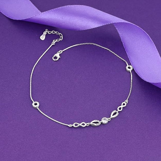 925 silver Infinity Zirconia Anklets (Single) | Gifts for Women and Girls (Single)