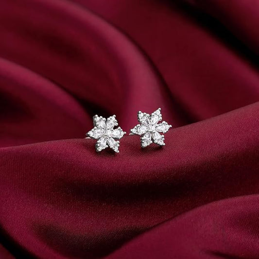 925 Silver Flowery Snowflake Studs| studs to Gift Women & Girls | With Certificate of Authenticity and 925 Stamp