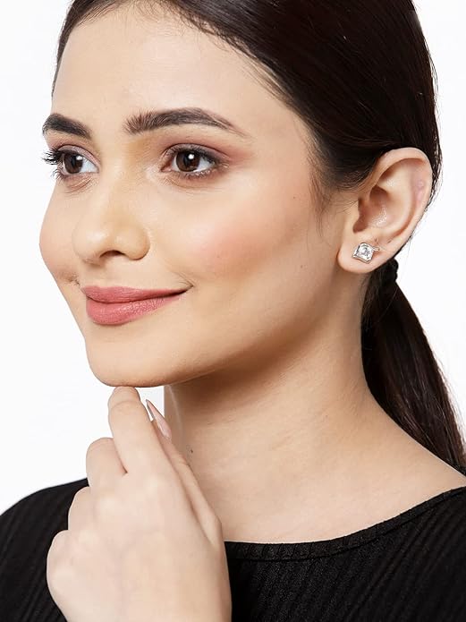 Swiss Zirconia 925 Sterling Silver Solitaire Earring | Gift For Women & Girls