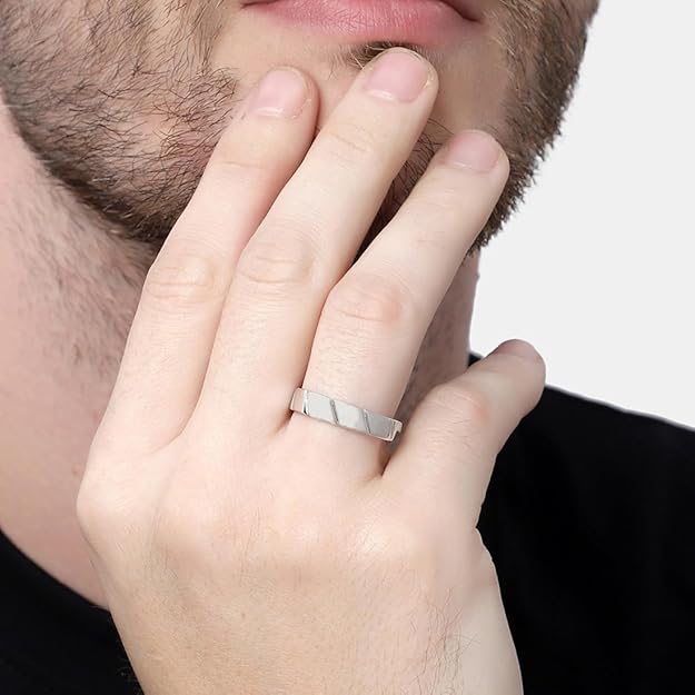925 Sterling Silver Twist Band Ring | Size Adjustable | Gift for Men & Boys