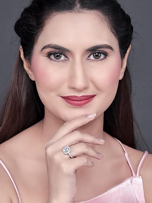 925 Sterling Silver Cubic Zirconia Finger Ring For Women And Girls