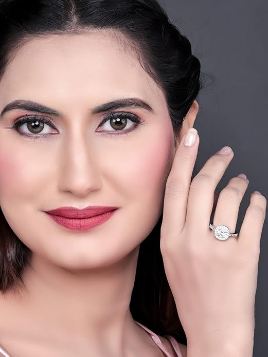 925 Sterling Silver Cubic Zirconia Finger Ring For Women And Girls