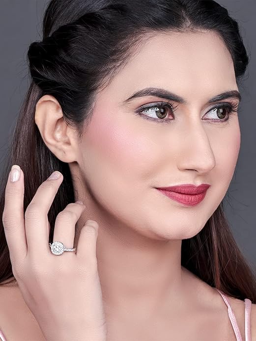 925 Sterling Silver Cubic Zirconia Finger Ring For Women And Girls