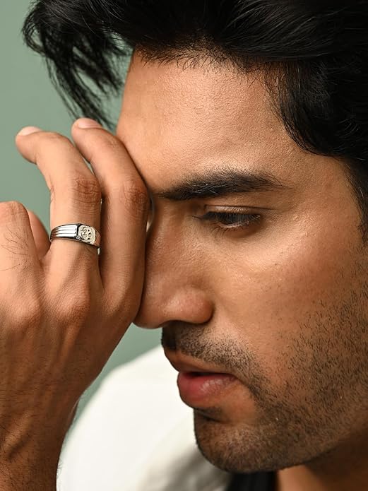 925 Sterling Silver Om Men Ring | Religious, Size Adjustable | Gift for Men & Boys