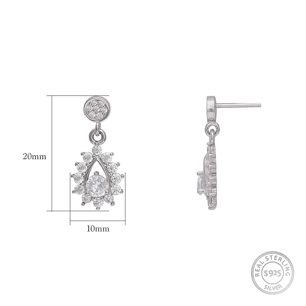 925 Silver Zircon Shimmer Drop Earrings | Gifts for Girlfriend, Gifts for Women and Girls | With Certificate of Authenticity and 925 Stamp