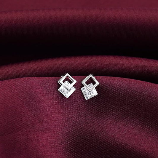 925 Silver Quadrangle Earrings| Gifts for Girlfriend, Gifts for Women and Girls | With Certificate of Authenticity and 925 Stamp