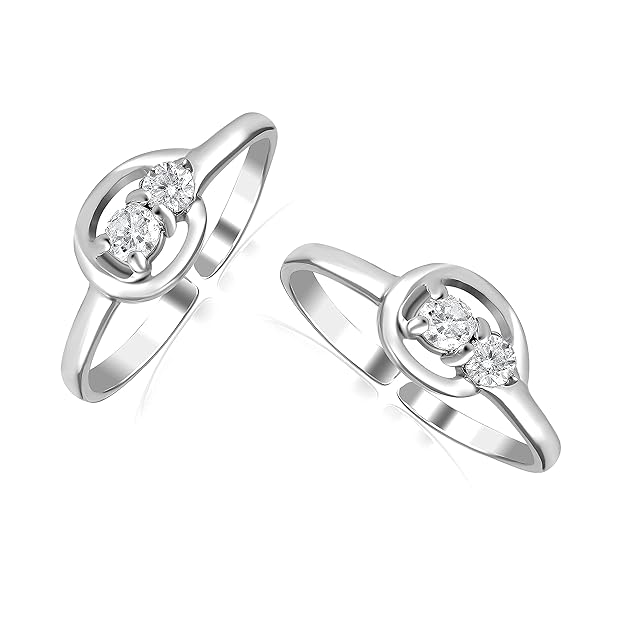 925 Sterling Silver BIS Hallmarked Cubic Zirconia Classic Toe Ring for Women