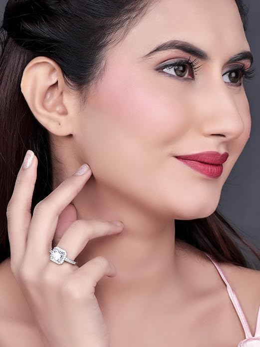 925 Sterling Silver Cubic Zirconia Finger Ring For Women And Girls