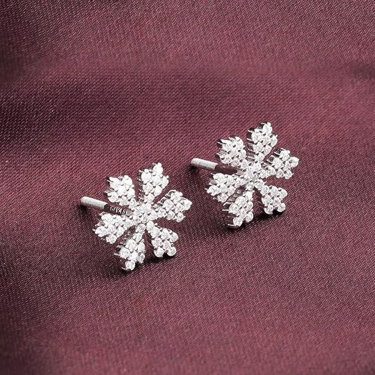 925 Silver Zircon Snowflake Earrings | Gifts for Girlfriend, Gifts for Women and Girls