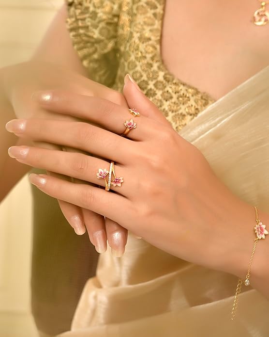 Lotus Dreams Silver Ring in Pure 925 Silver I AD rings