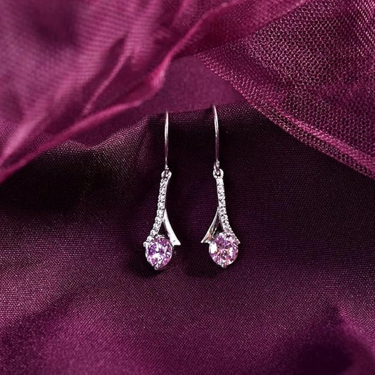925 Sterling Silver Pink Solitaire Earring | Gift for Women & Girls