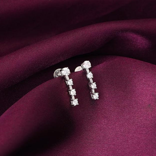 925 Silver Zirconia Square Earrings| drops to Gift Women & Girls