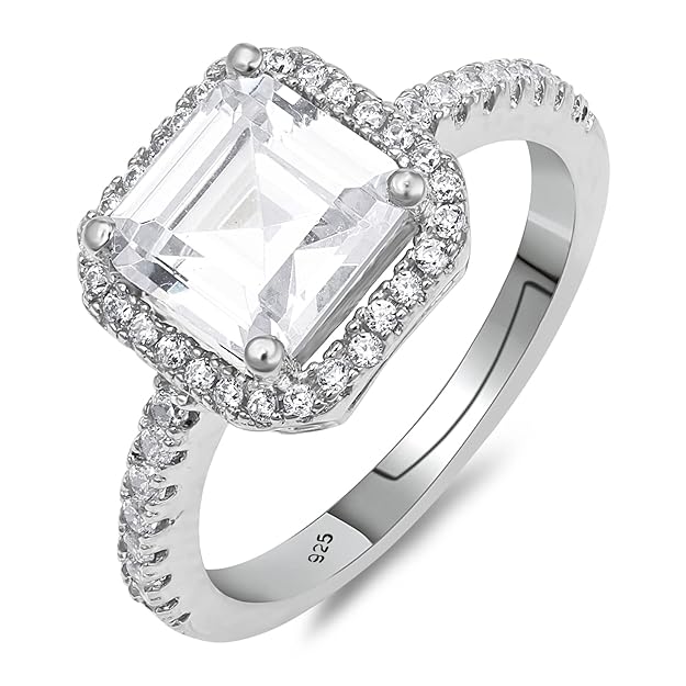 925 Sterling Silver Cubic Zirconia Finger Ring For Women And Girls