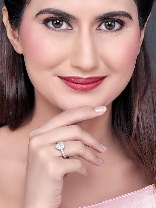 925 Sterling Silver Valentine Day Gift Cubic Zirconia Finger Ring For Women And Girls| With Authenticity Certificate, 925 Stamp