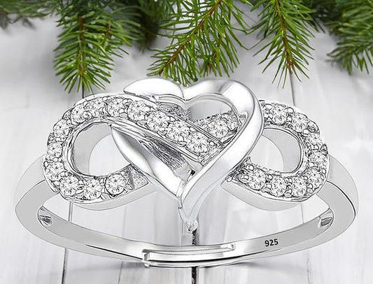 925 Silver Rings for Women Pure Silver - Heart Infinity Rings for Girls Stylish