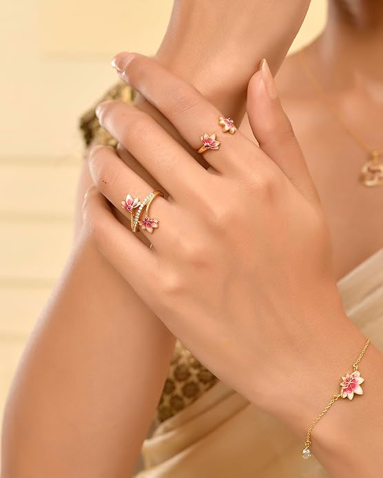 Lotus Dreams Silver Ring in Pure 925 Silver I AD rings