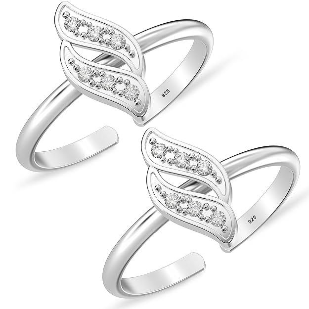 925 Sterling Silver CZ Toe Rings for Women | BIS Hallmarked Cubic Zirconia Classic Fancy Toe Ring