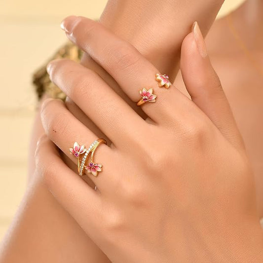 Lotus Dreams Silver Ring in Pure 925 Silver I AD rings