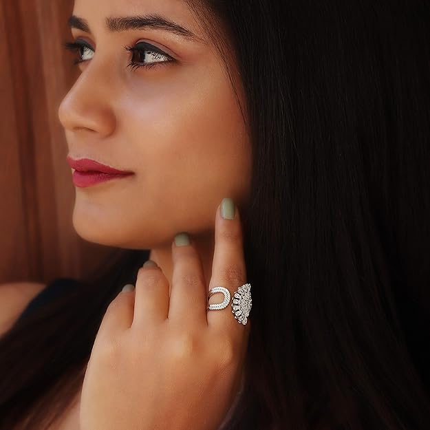 925 Silver Zircon Peacock Heritage Ring | Ring for Women & Girls