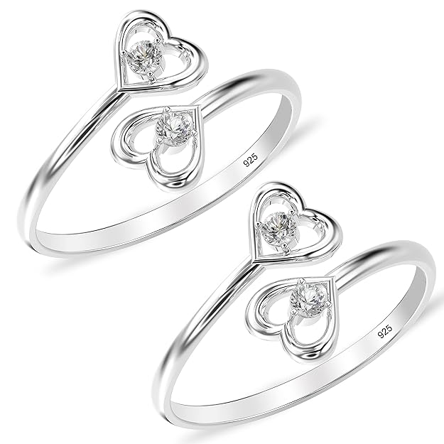 925 Sterling Silver CZ Toe Rings for Women | BIS Hallmarked Cubic Zirconia Classic Fancy Toe Ring