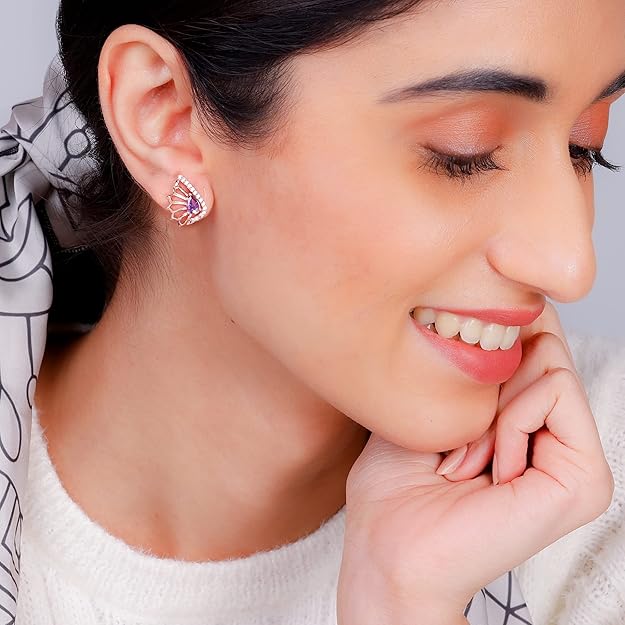 GIVA 925 Silver Rose Gold Notre Dame Earrings | Gifts for Girlfriend, Gifts for Women and Girls | With Certificate of Authenticity and 925 Stamp | 6 Month Warranty* : Amazon.in: Jewellery