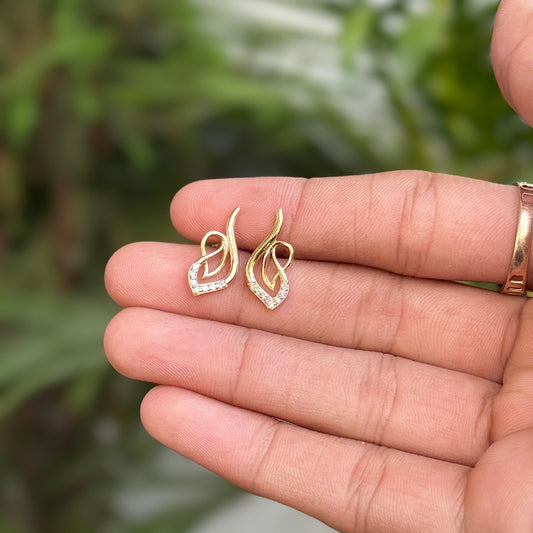 Gold Leaf Drop Earrings with Diamond Accents | Gifts for Girlfriend, Gifts for Women and Girls