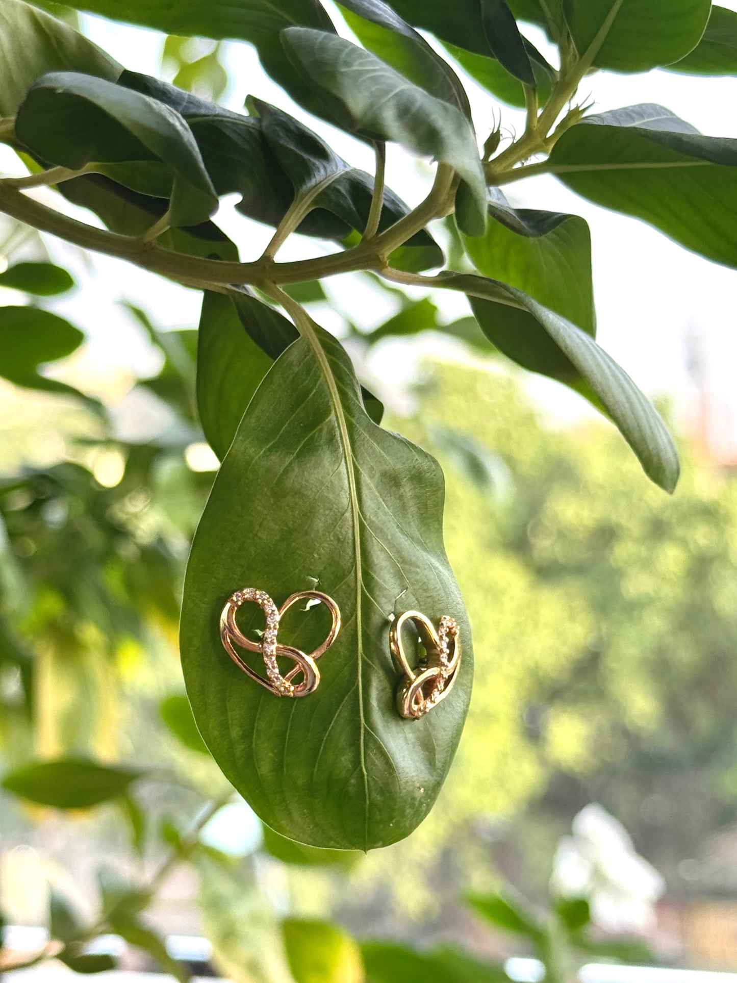 Gold Infinity Heart Stud Earrings with Diamond Accents | Gifts for Girlfriend, Gifts for Women and Girls