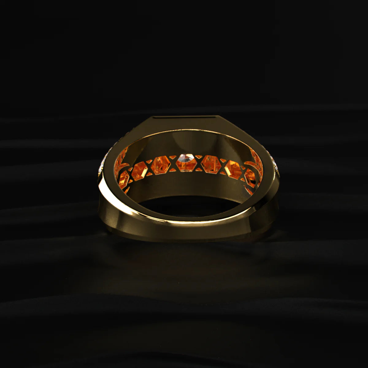Round Solitaire Men's Ring With Accent Stone | Men’s 925 Sterling Silver Gold-Plated Solitaire Ring | Gift for Men & Boys