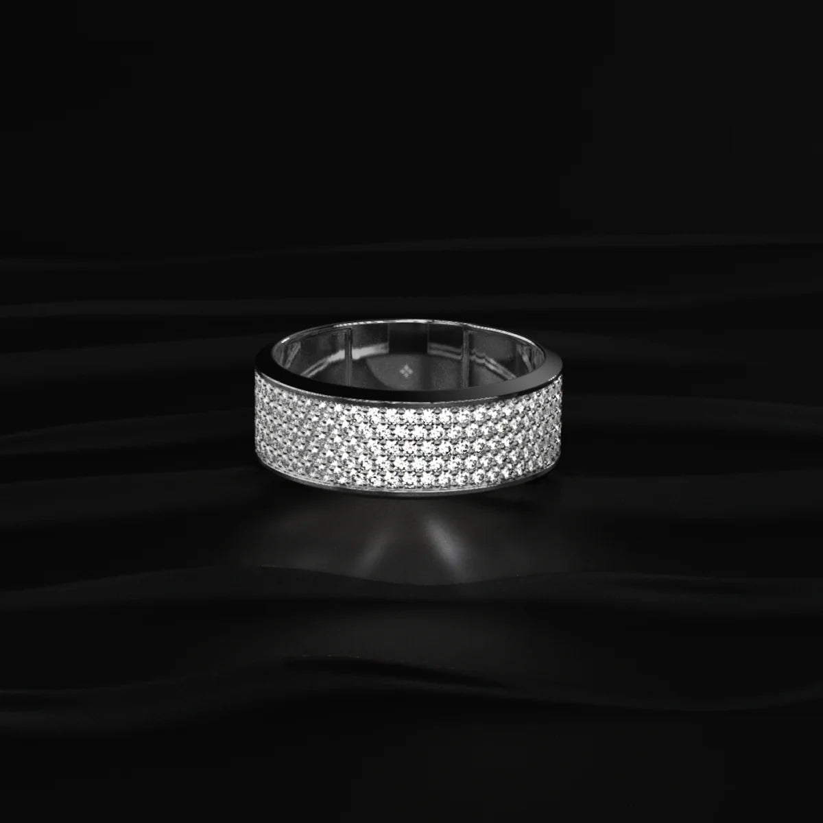 Multi Row Diamond Eternity Men's Band | Men’s Wide Pavé Band Ring in Sterling Silver | Gift for Men & Boys