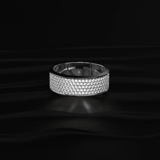 Multi Row Diamond Eternity Men's Band | Men’s Wide Pavé Band Ring in Sterling Silver | Gift for Men & Boys