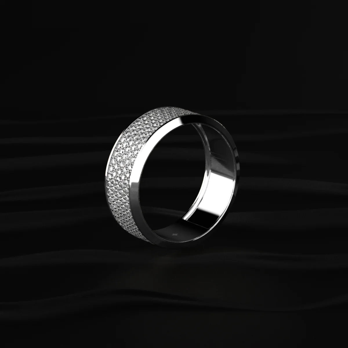 Multi Row Diamond Eternity Men's Band | Men’s Wide Pavé Band Ring in Sterling Silver | Gift for Men & Boys