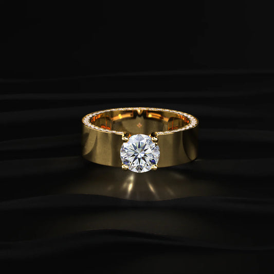 Round Solitaire Men's Ring With Hidden Diamond | Gift for Men & Boys