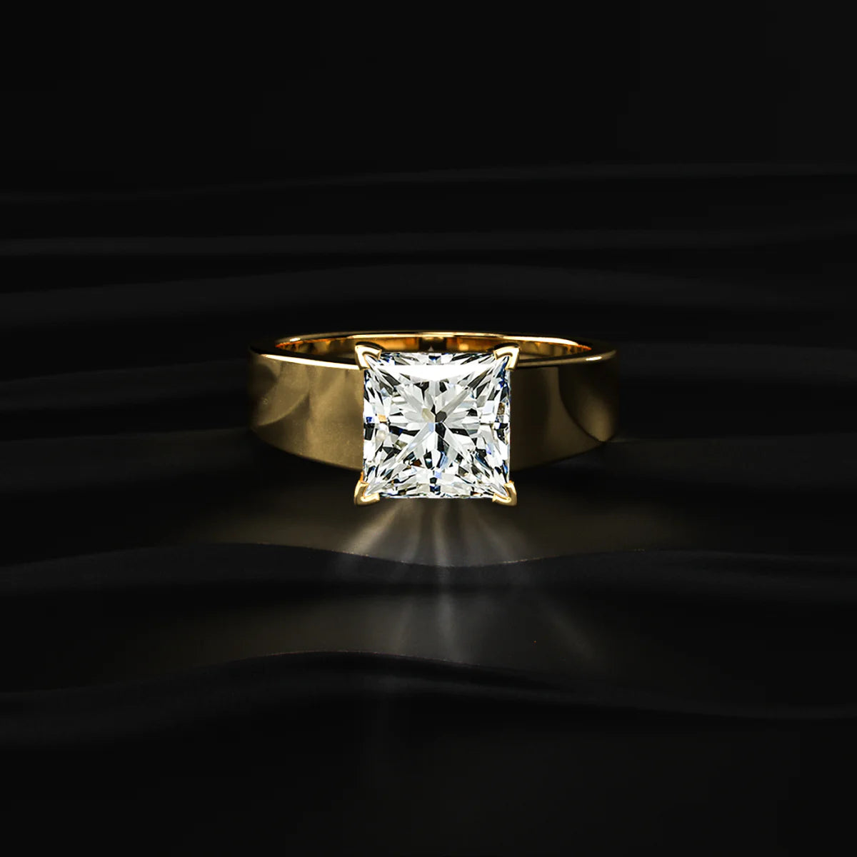 Princess Solitaire Engagement Ring For Men | Men’s Princess-Cut Gold Solitaire Ring | Gift for Men & Boys