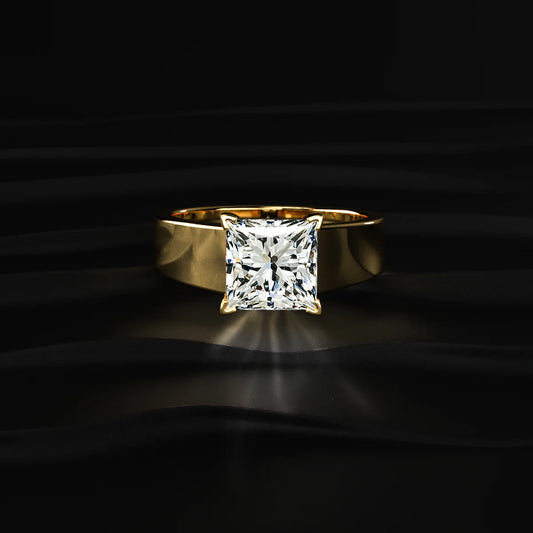 Princess Solitaire Engagement Ring For Men | Men’s Princess-Cut Gold Solitaire Ring | Gift for Men & Boys