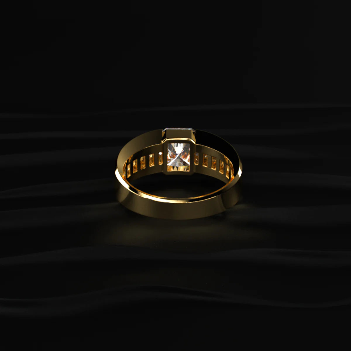 Radiant Cut Diamond Channel Men's Ring | Men’s Radiant-Cut Gold Ring with Channel | Gift for Men & Boys