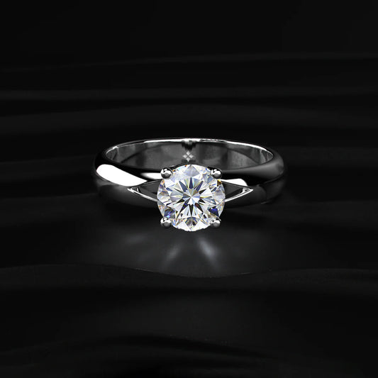 Round Solitaire Engagement Ring For Men | Classic Round-Cut Solitaire Ring in Sterling Silver